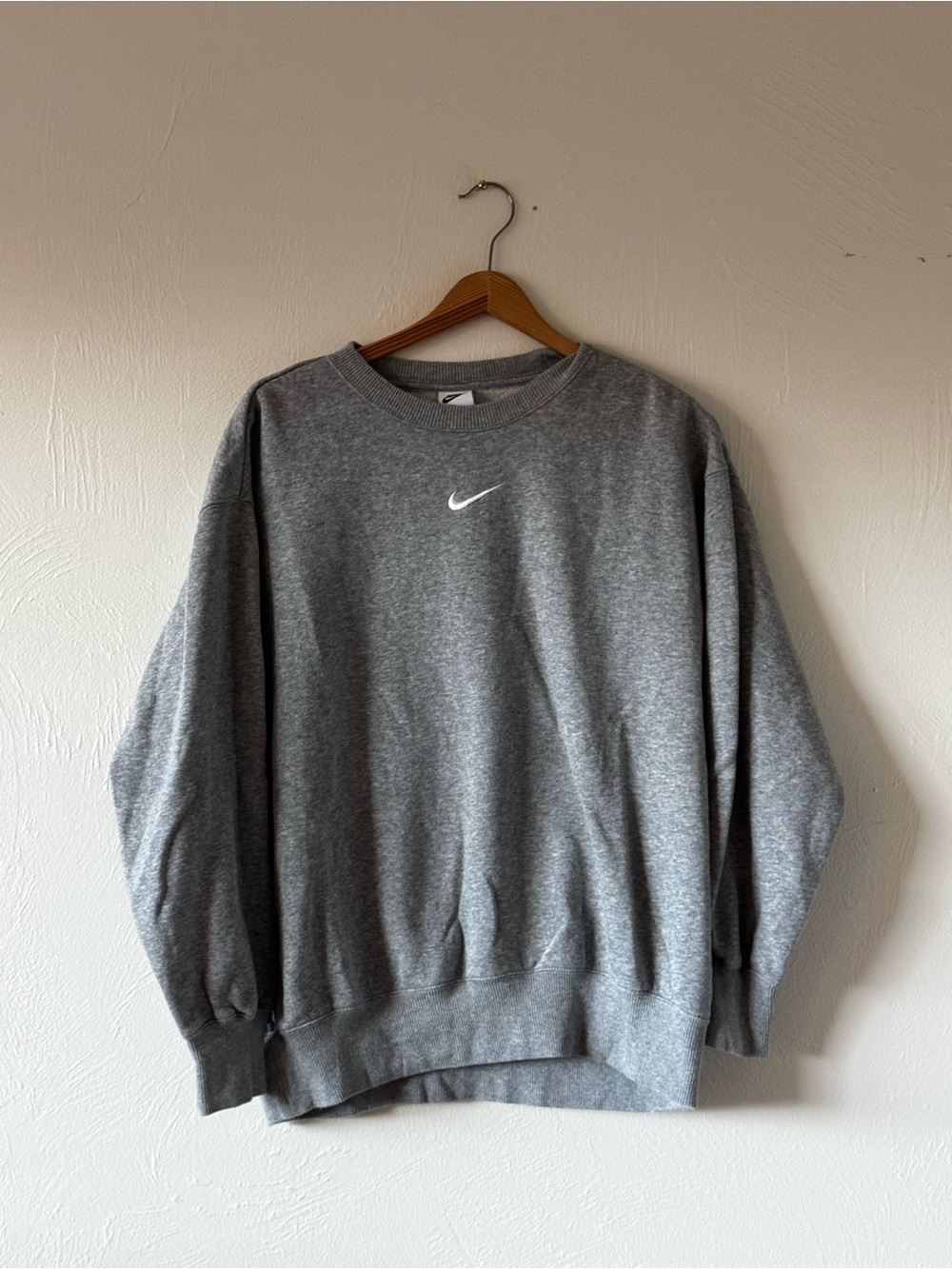 Nike Heather Gray Crewneck Sweatshirt with White Swoosh